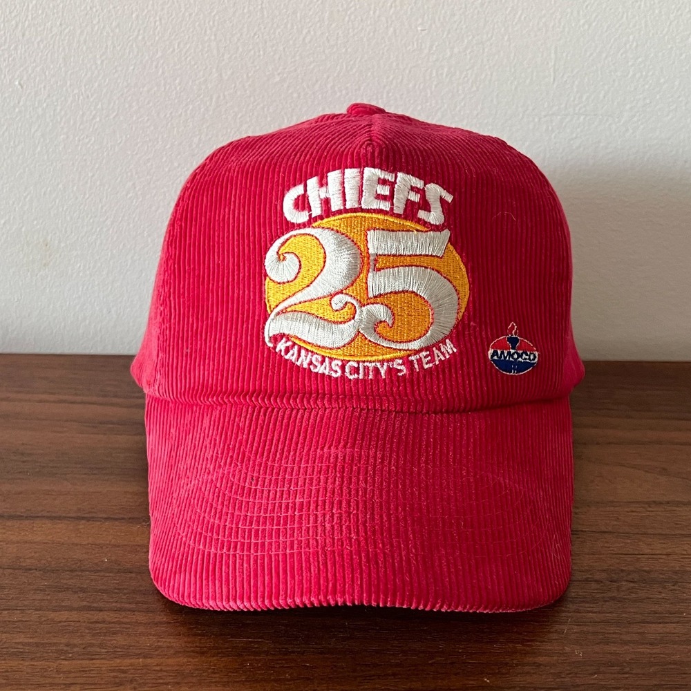 Vintage Kansas City Chiefs Corduroy Hat Red SnapBack 25th Anniversary